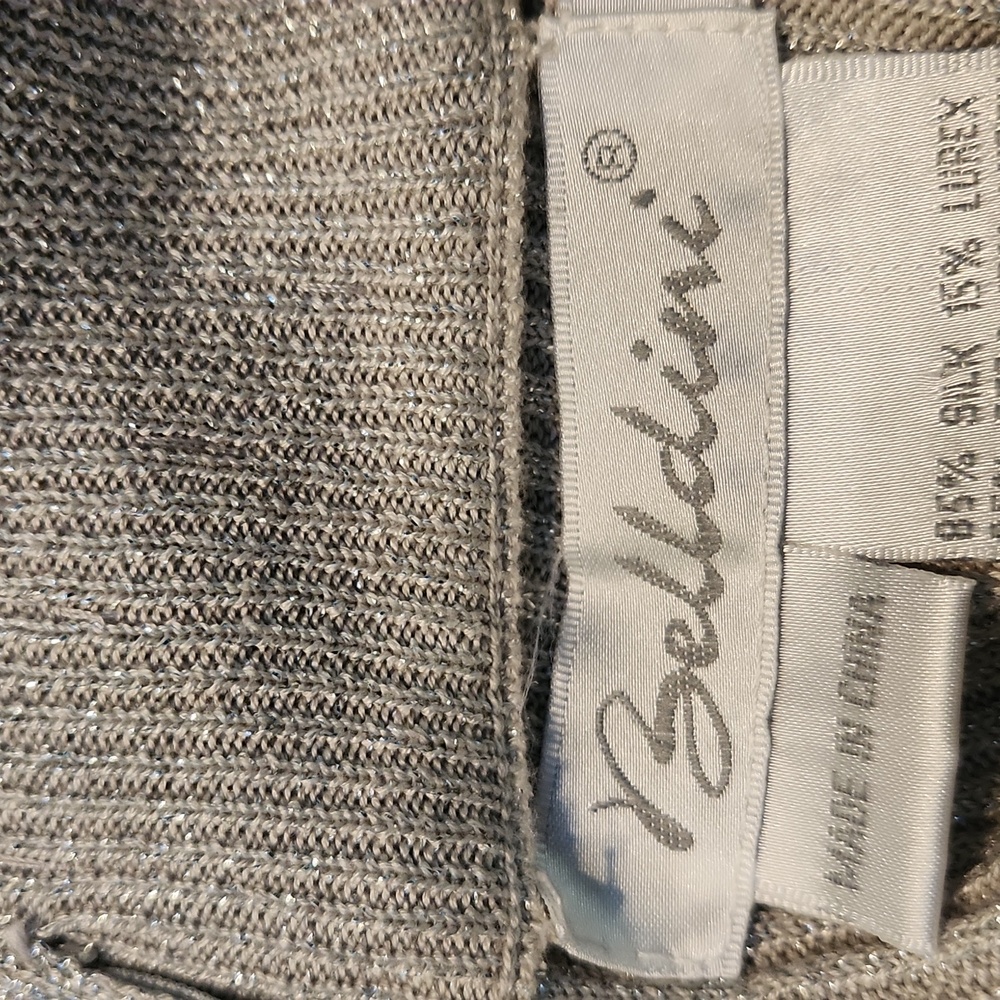 Vintage Silver Beaded Belldini Silk Sweater - Size Medium - Picture 9 of 13